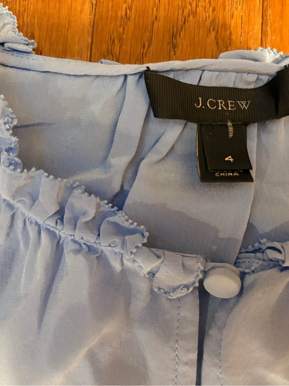 J. Crew Light Blue Ruffled Button Blouse - Picture 4 of 6